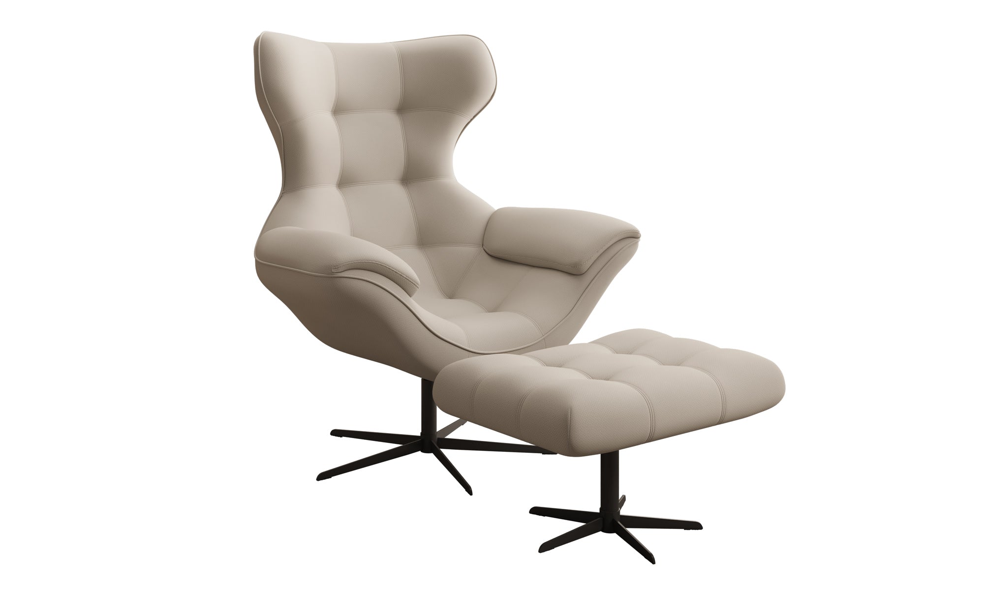 Fauteuil-canapé design Aurelio incl. repose-pieds en Tissu