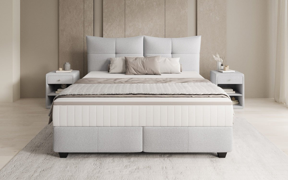 Lit boxspring Veyora en Bouclé