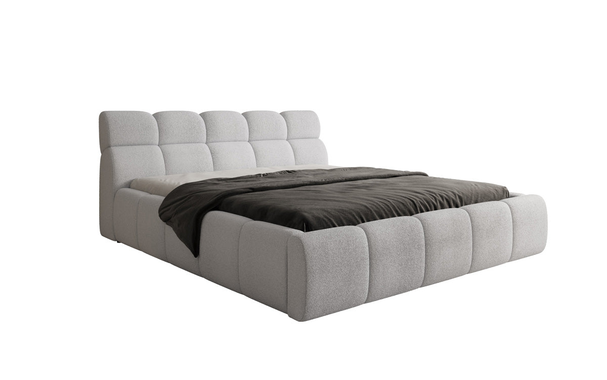 Lit rembourré design Dallas Bouclé avec rangement