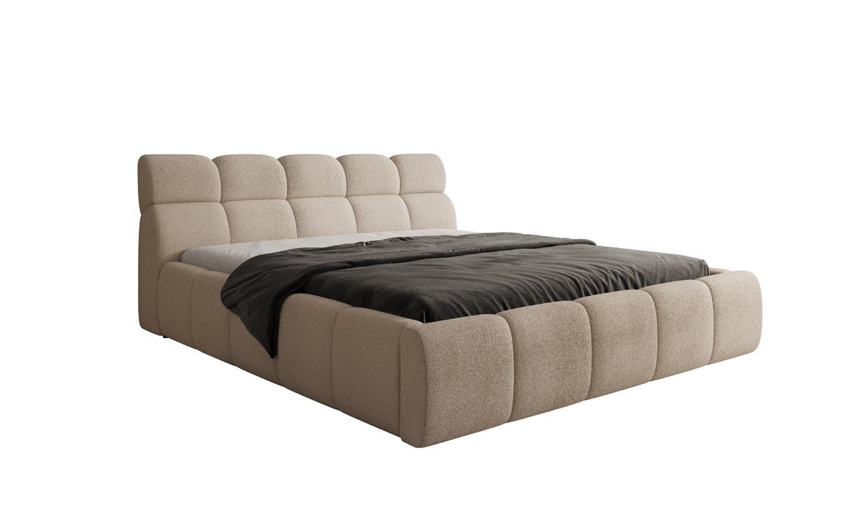 Lit rembourré design Dallas Bouclé avec rangement
