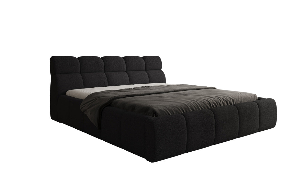 Lit rembourré design Dallas Bouclé avec rangement
