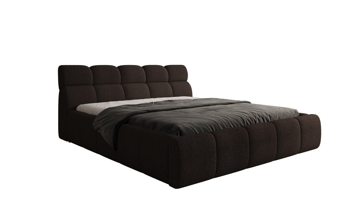 Lit rembourré design Dallas Bouclé avec rangement