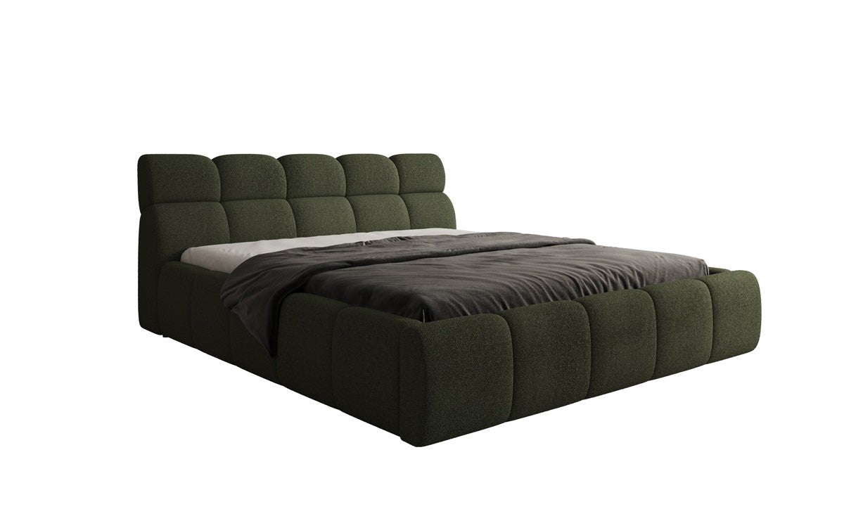 Lit rembourré design Dallas Bouclé avec rangement