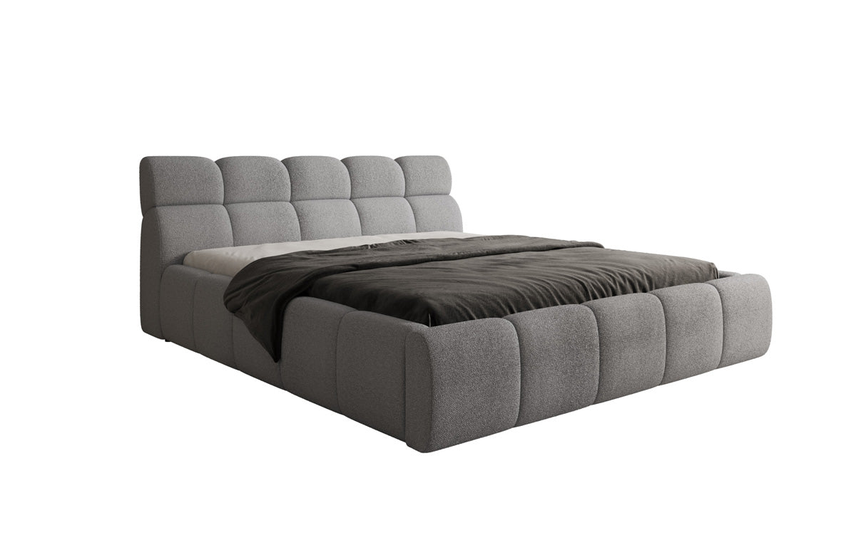 Lit rembourré design Dallas Bouclé avec rangement