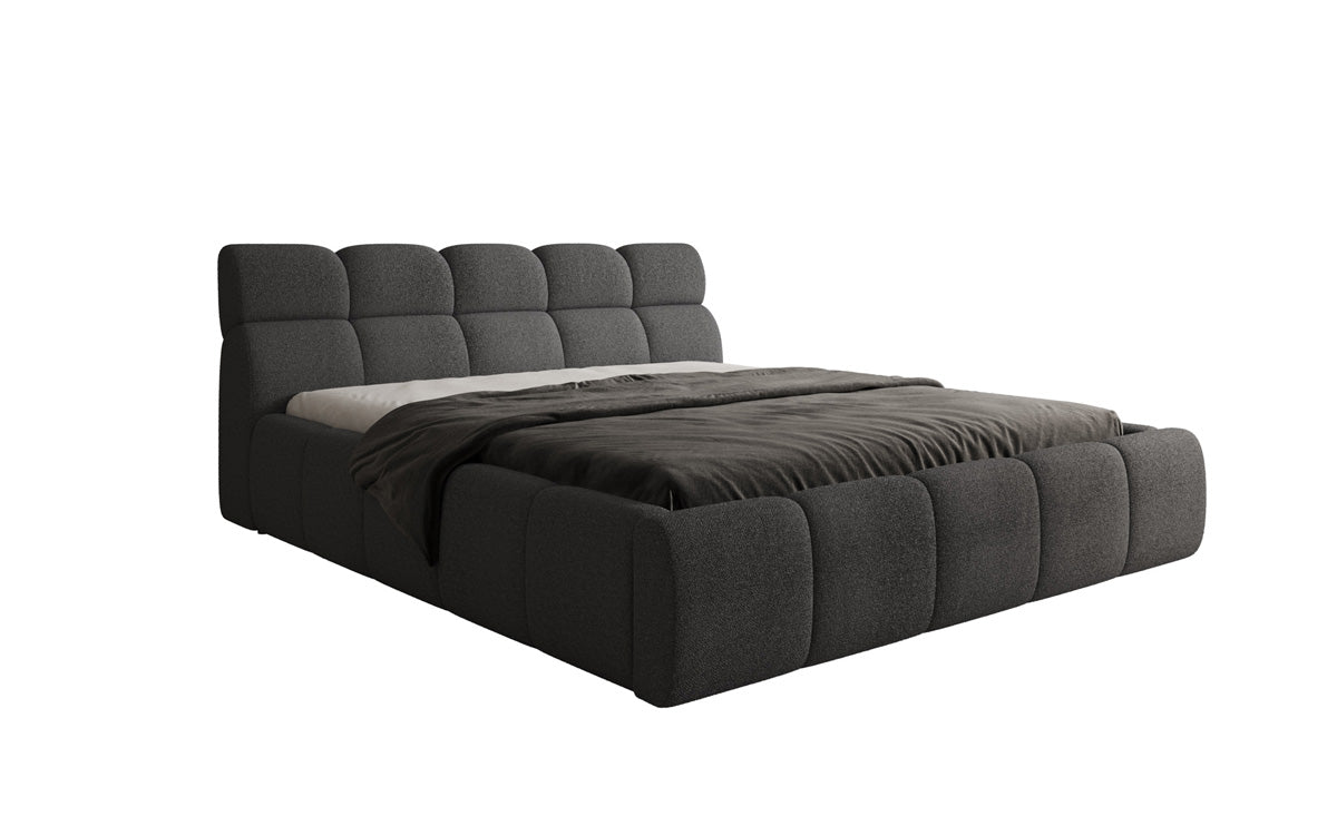 Lit rembourré design Dallas Bouclé avec rangement