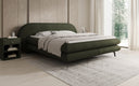 Boxspringbett Marisol mit ovalem Headboard in Bouclé
