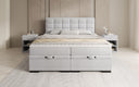 Lit boxspring Alessia avec rangement en Peluche Bouclé