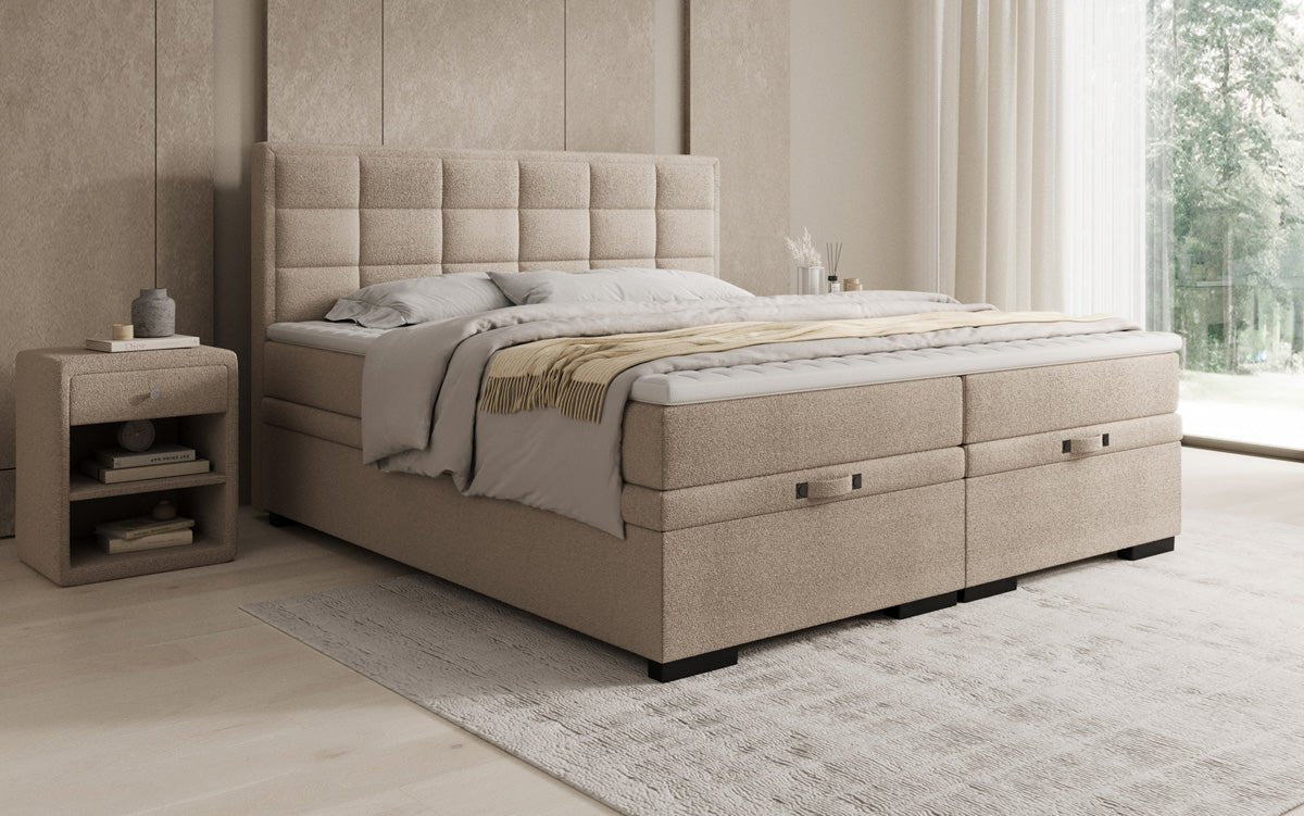 Boxspringbett Alessia mit Stauraum in Teddy Bouclé