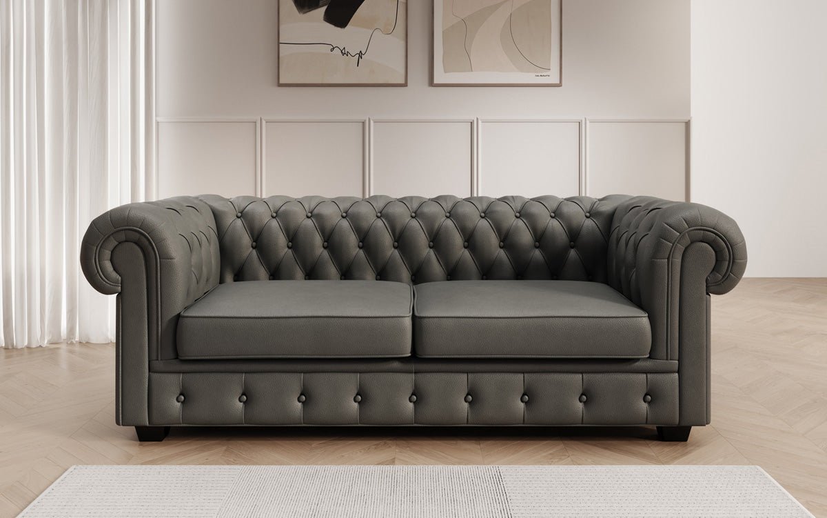 Canapé Chesterfield 3 places Royal en cuir véritable