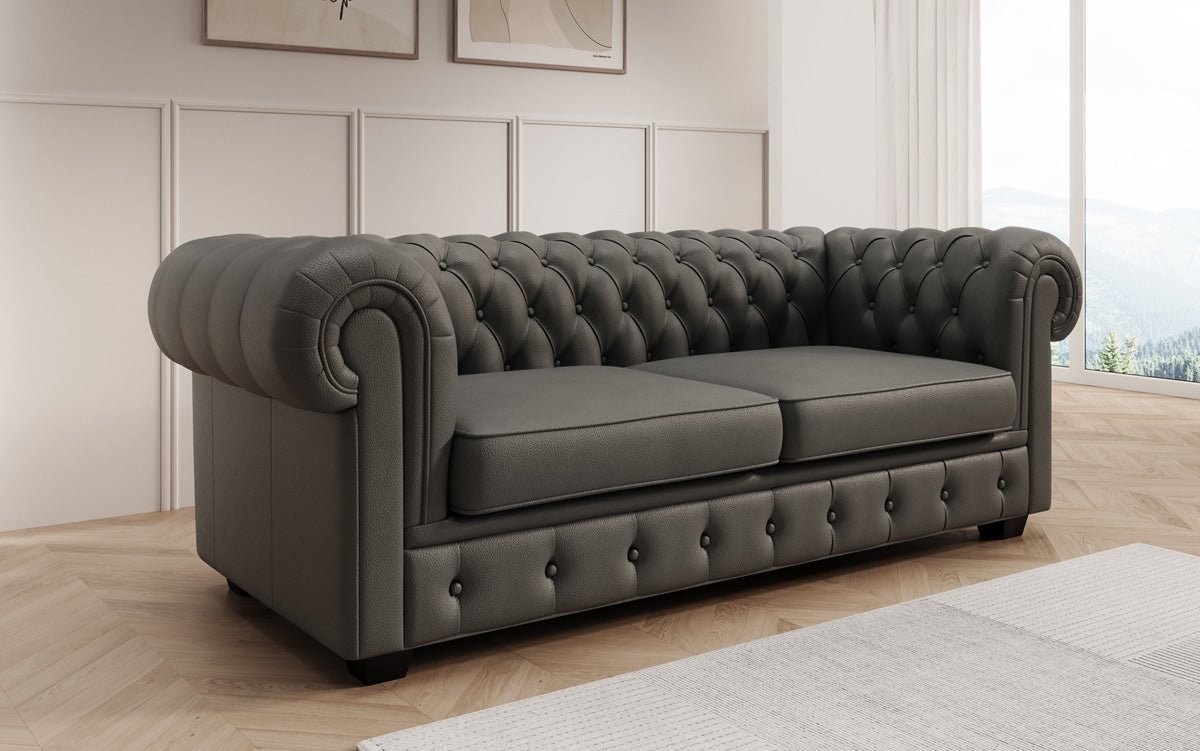 Canapé Chesterfield 3 places Royal en cuir véritable