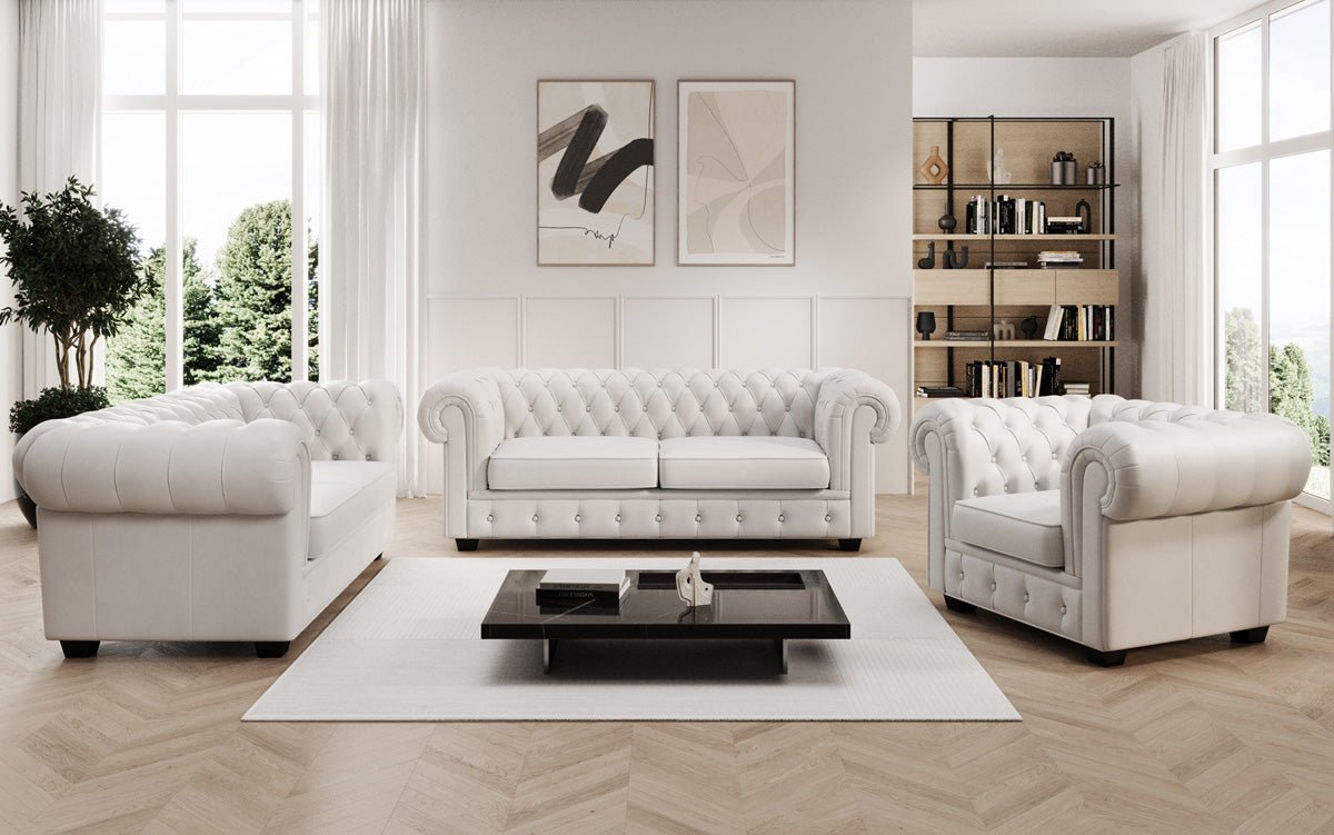 Canapé Chesterfield 3 places Royal en cuir véritable