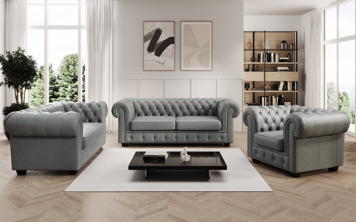 Canapé Chesterfield 2 places Royal en cuir véritable