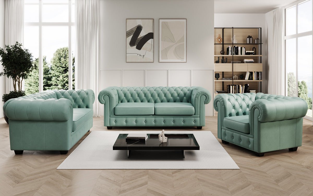 Canapé Chesterfield 3 places Royal en cuir véritable