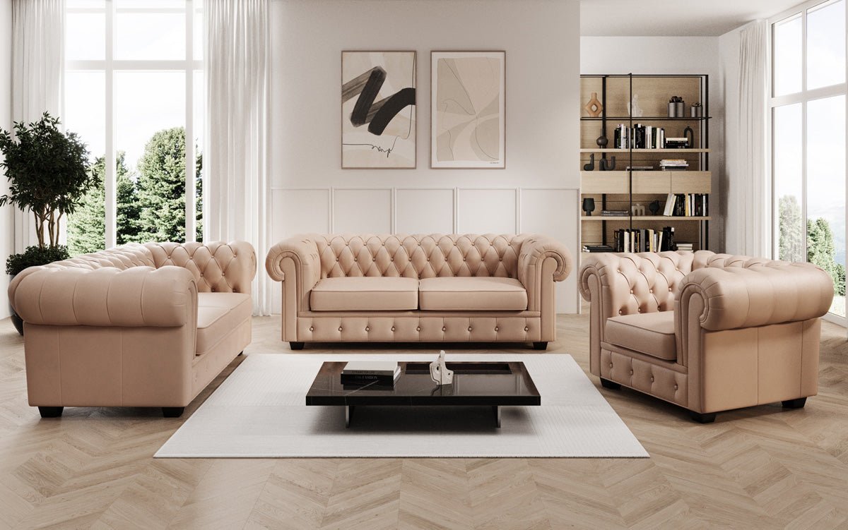 Canapé Chesterfield 3 places Royal en cuir véritable