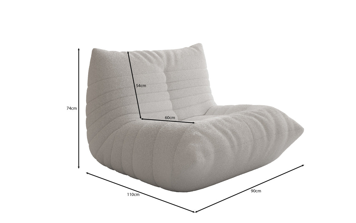 Fauteuil canapé design Calmo en Peluche Bouclé