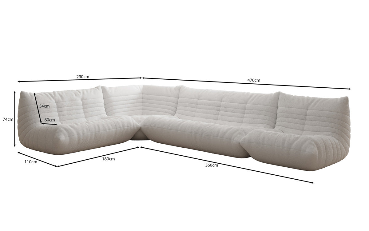 Canapé design Wohnlandschaft Calmo en Peluche Bouclé