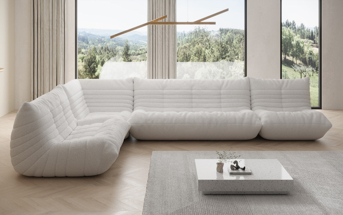Canapé design Wohnlandschaft Calmo en Peluche Bouclé