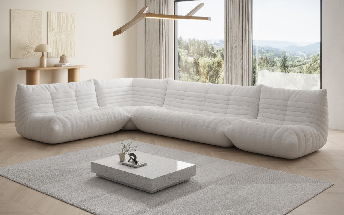 Canapé design Wohnlandschaft Calmo en Peluche Bouclé