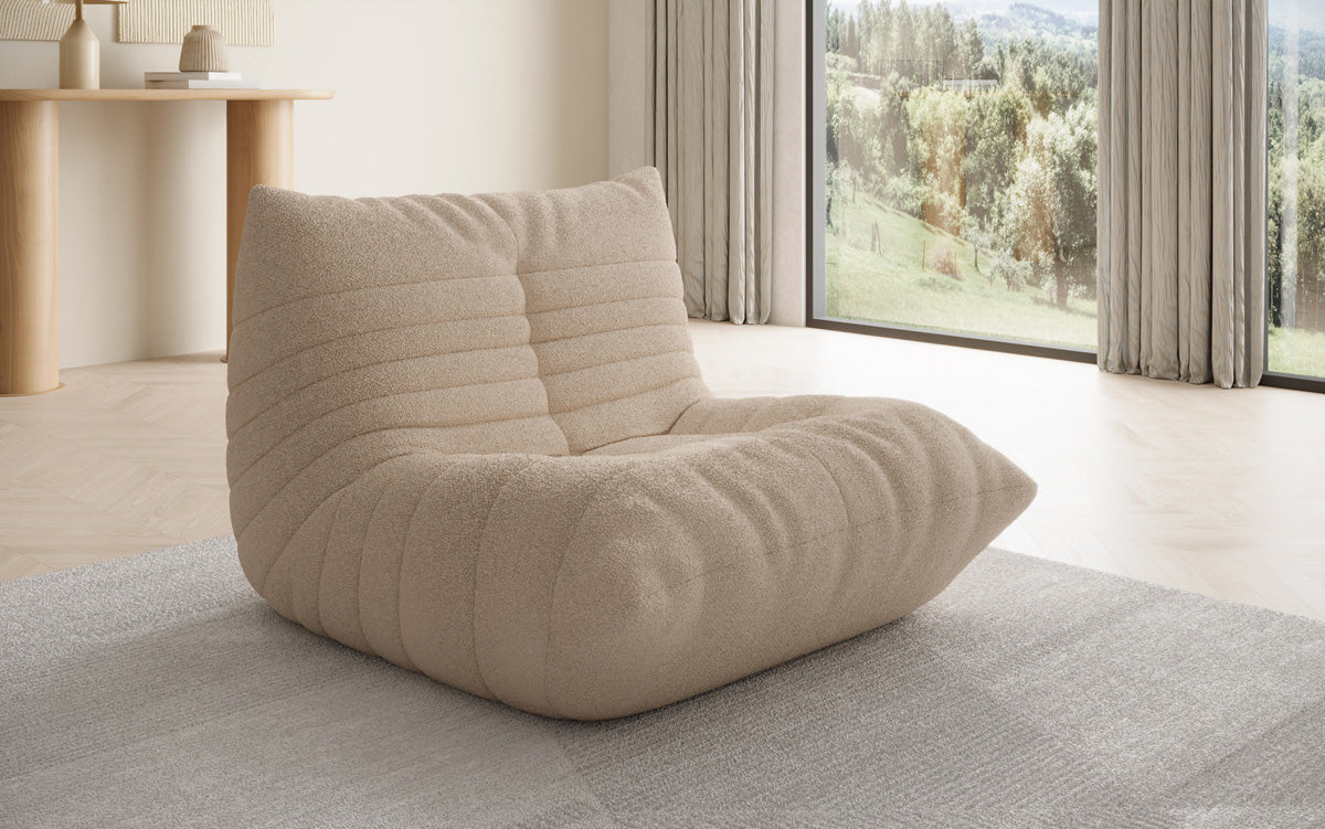 Fauteuil canapé design Calmo en Peluche Bouclé
