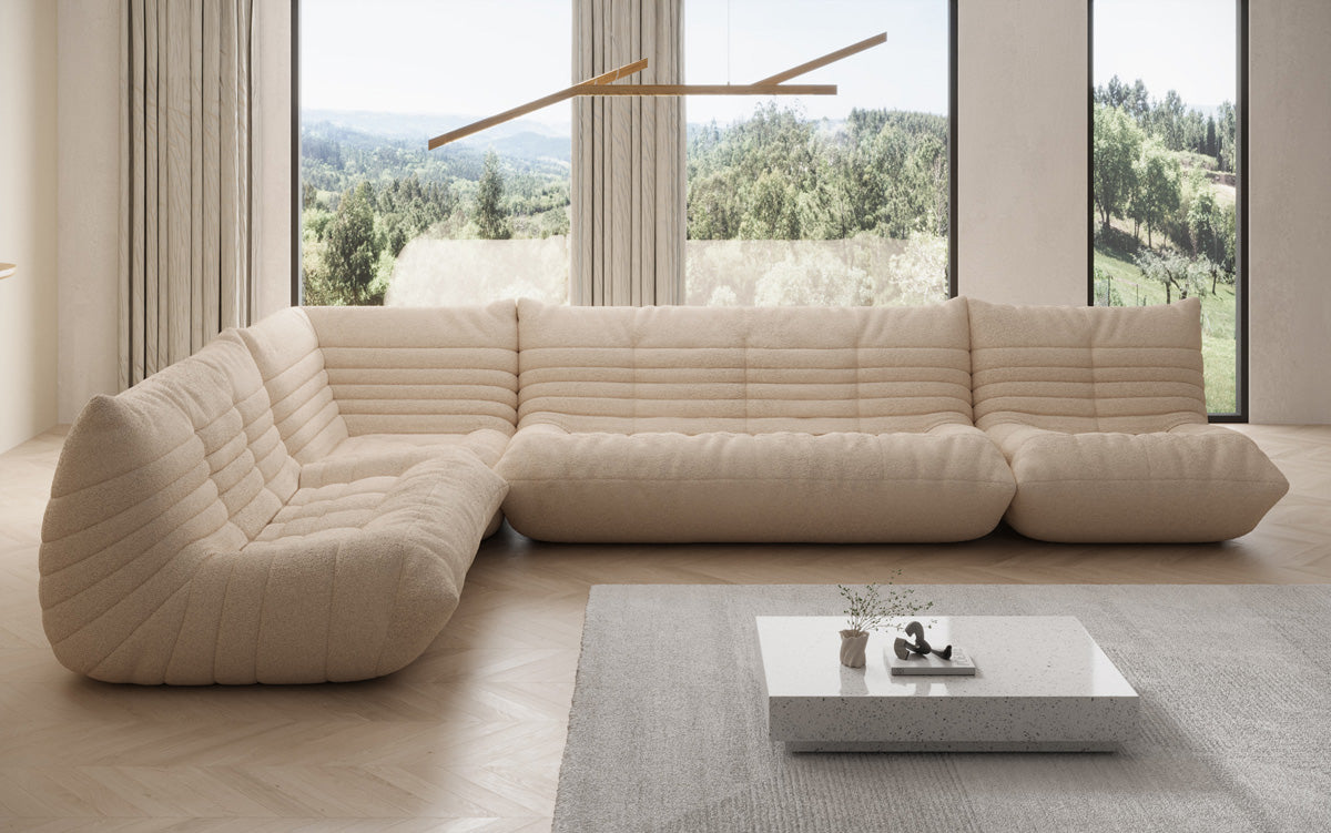 Canapé design Wohnlandschaft Calmo en Peluche Bouclé