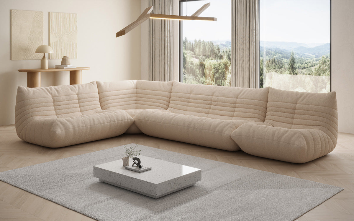 Canapé design Wohnlandschaft Calmo en Peluche Bouclé
