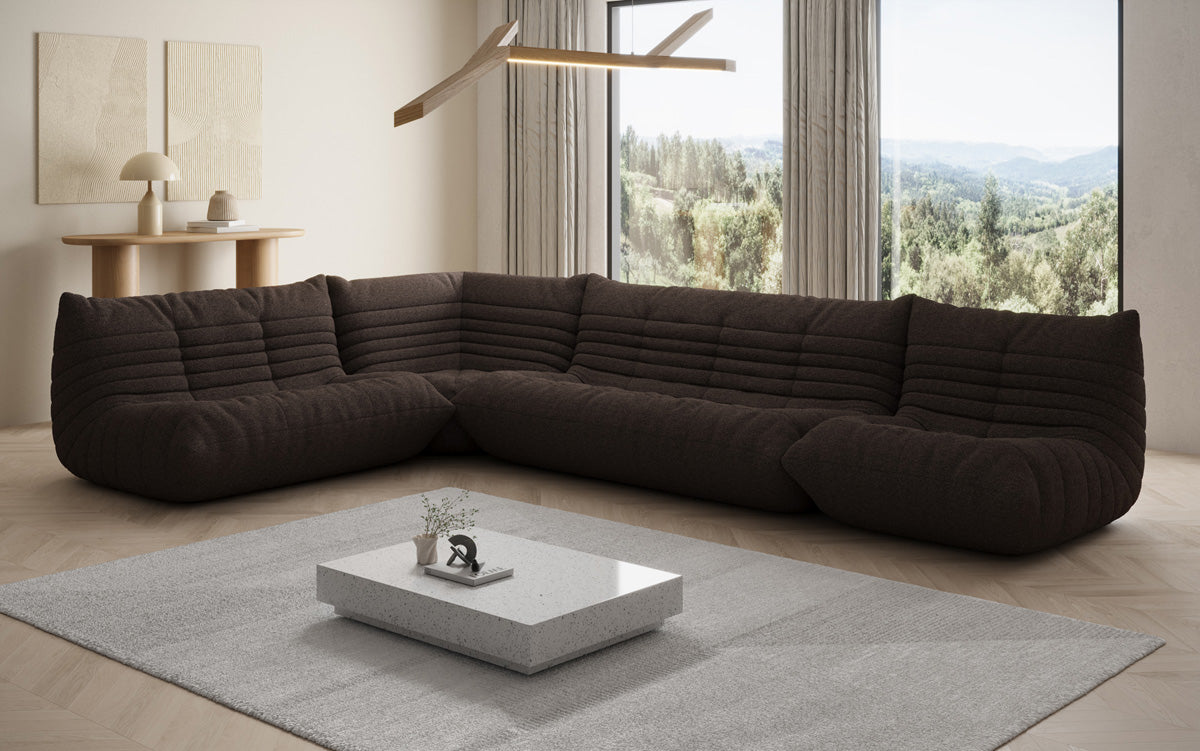 Canapé design Wohnlandschaft Calmo en Peluche Bouclé
