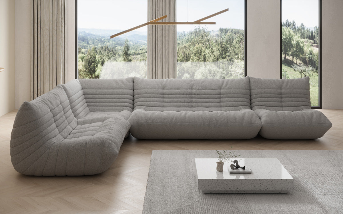 Canapé design Wohnlandschaft Calmo en Peluche Bouclé