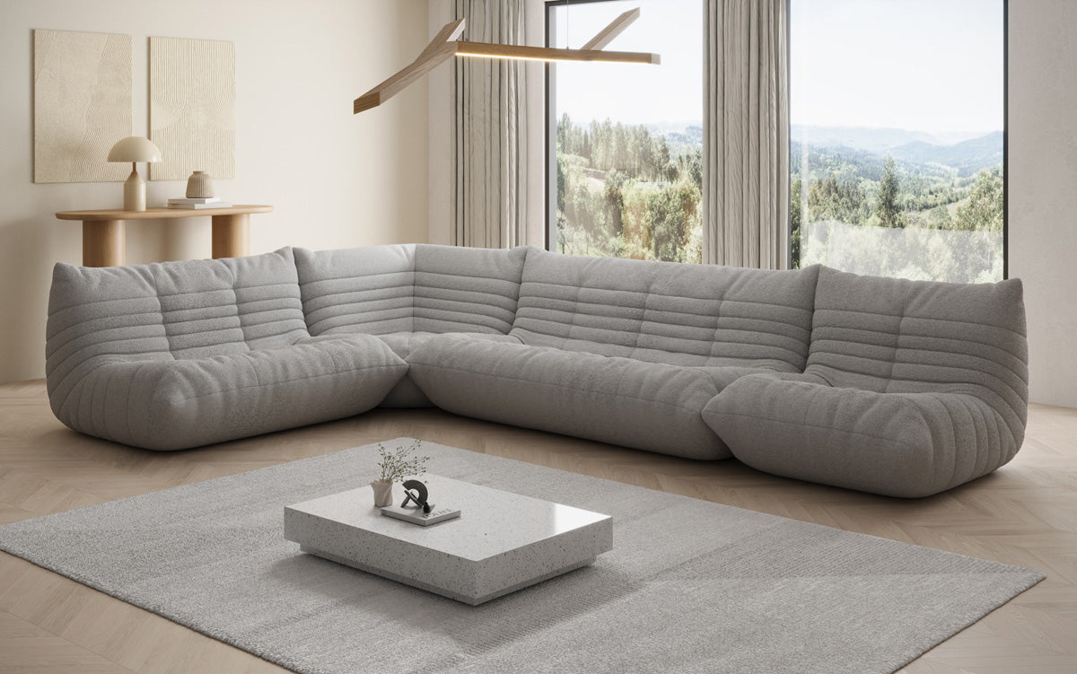 Canapé design Wohnlandschaft Calmo en Peluche Bouclé
