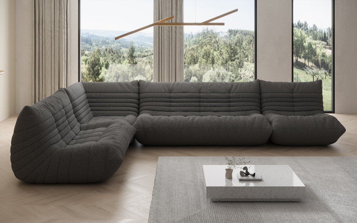Canapé design Wohnlandschaft Calmo en Peluche Bouclé