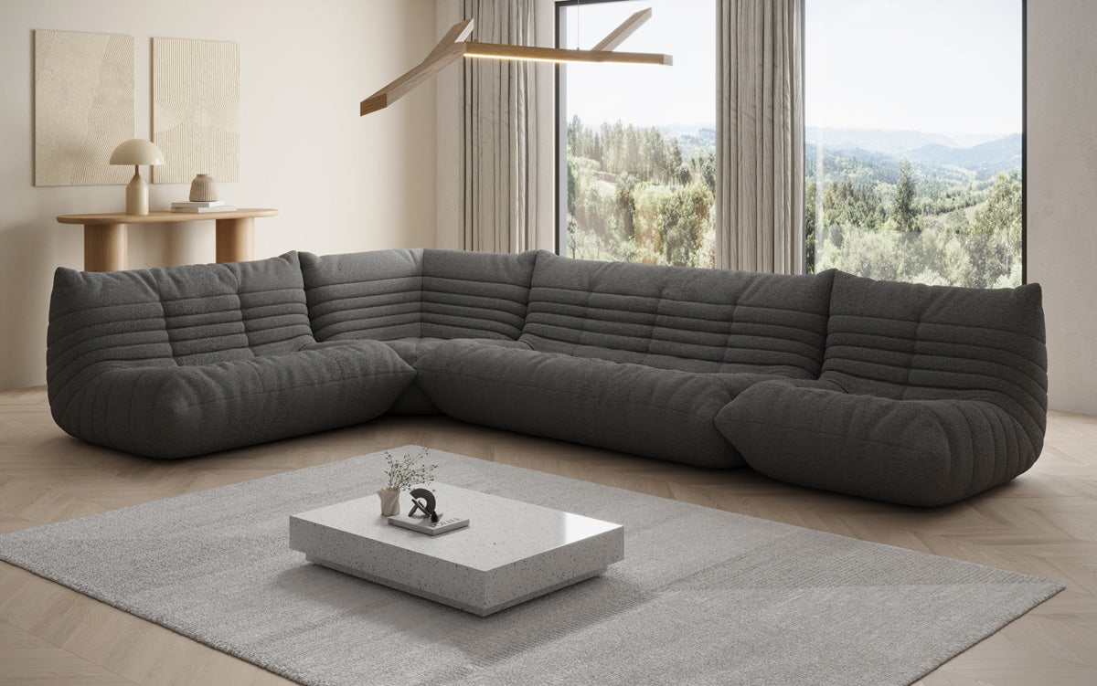 Canapé design Wohnlandschaft Calmo en Peluche Bouclé