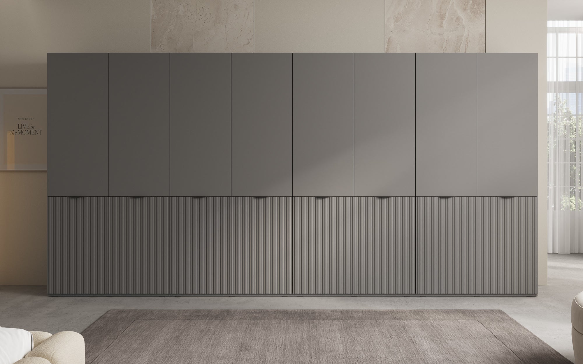 Modulo Faro XL – Armoire design à quatre modules avec façade MDF structurée