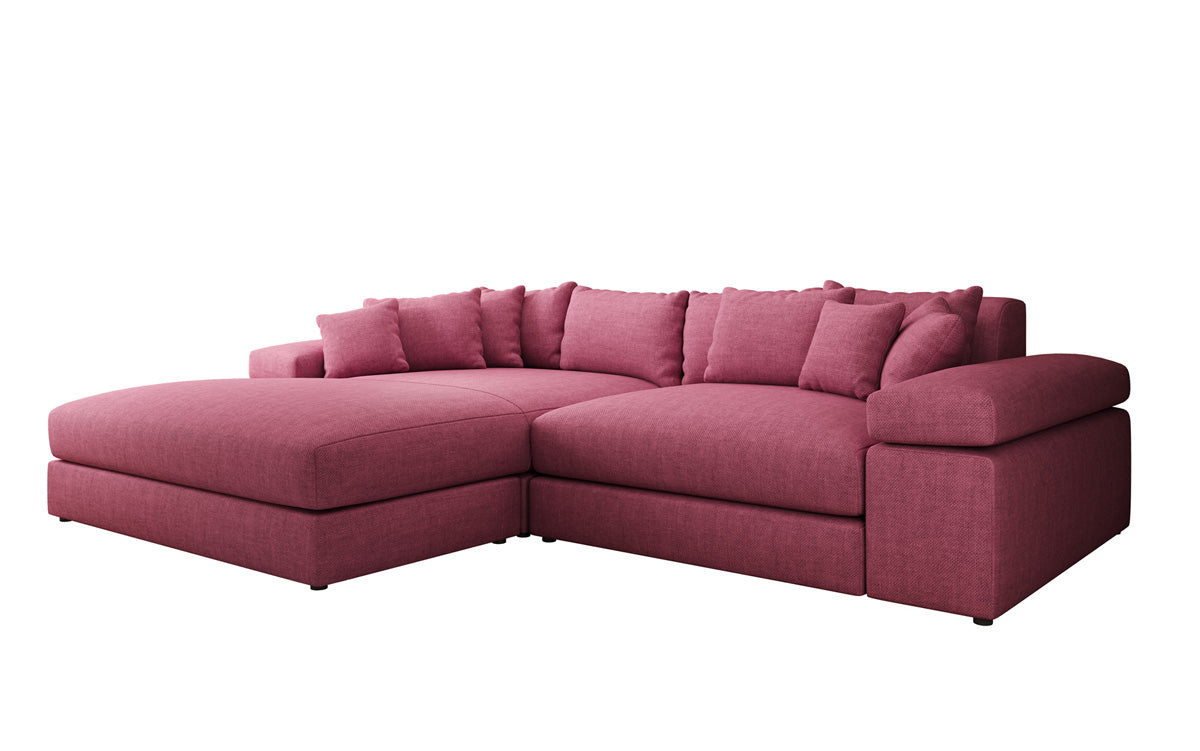 Designer Ecksofa Bernardo mit breiter Ottomane in Leinen-Optik