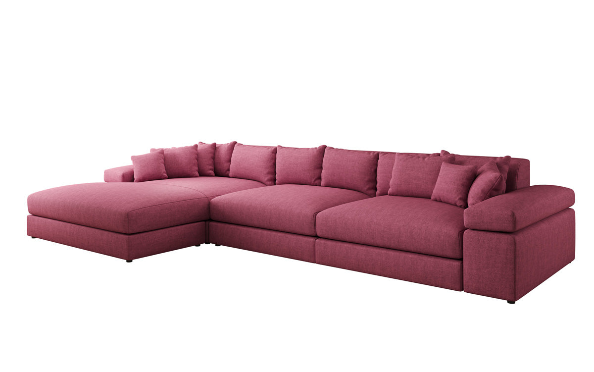 Designer Ecksofa Bernardo Maxi mit breiter Ottomane in Leinen-Optik