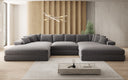Designer Sofa Bernardo U mit breiter Ottomane in Strukturstoff