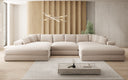 Designer Sofa Bernardo U mit breiter Ottomane in Strukturstoff