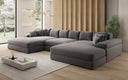 Designer Sofa Bernardo U mit breiter Ottomane in Strukturstoff