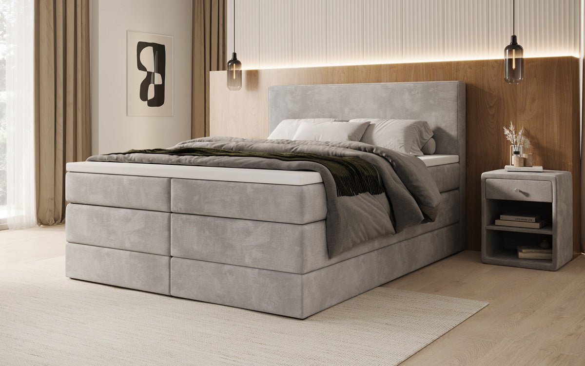 Boxspringbett Noren mit Stauraum in Samt