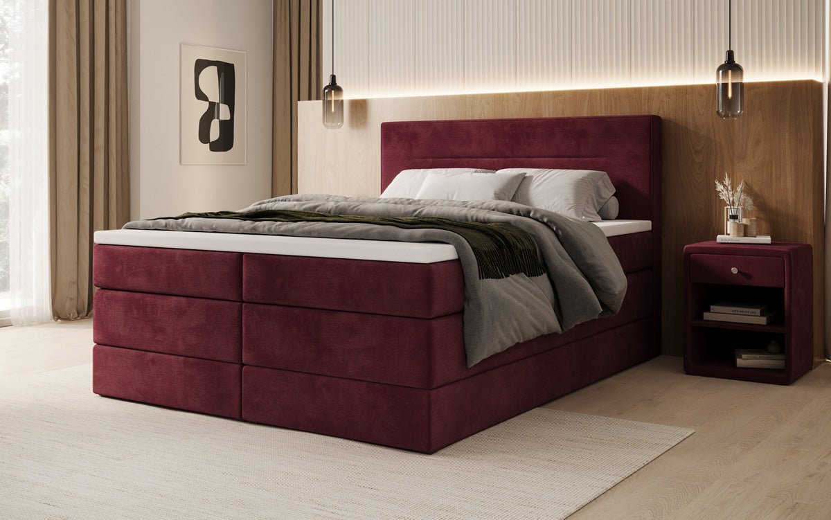 Lit boxspring Lavero avec rangement en Velours
