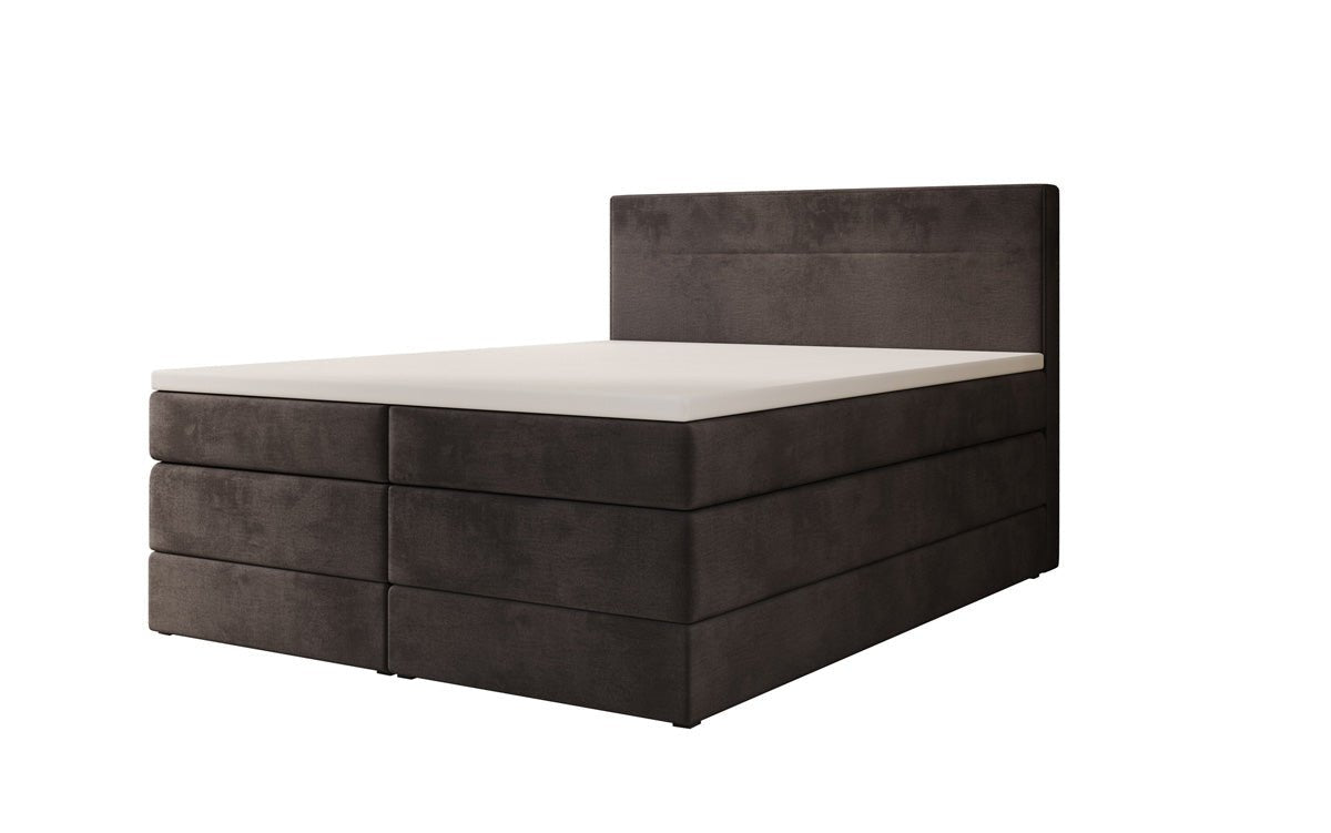 Lit boxspring Lavero avec rangement en Velours