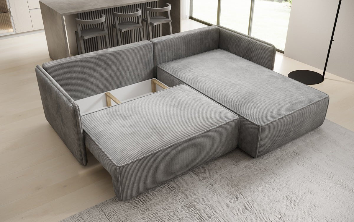 Designer Sofa Marlen mit Schlaf- und Klappfunktion in Cord