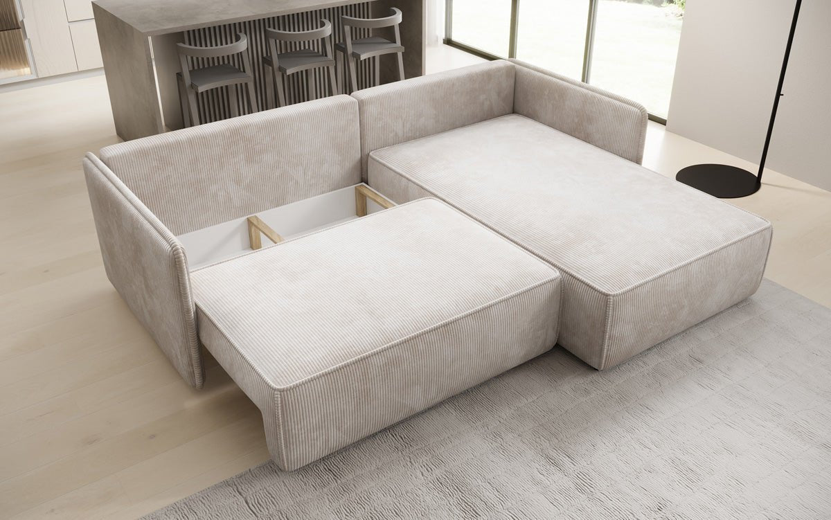 Designer Sofa Marlen mit Schlaf- und Klappfunktion in Cord