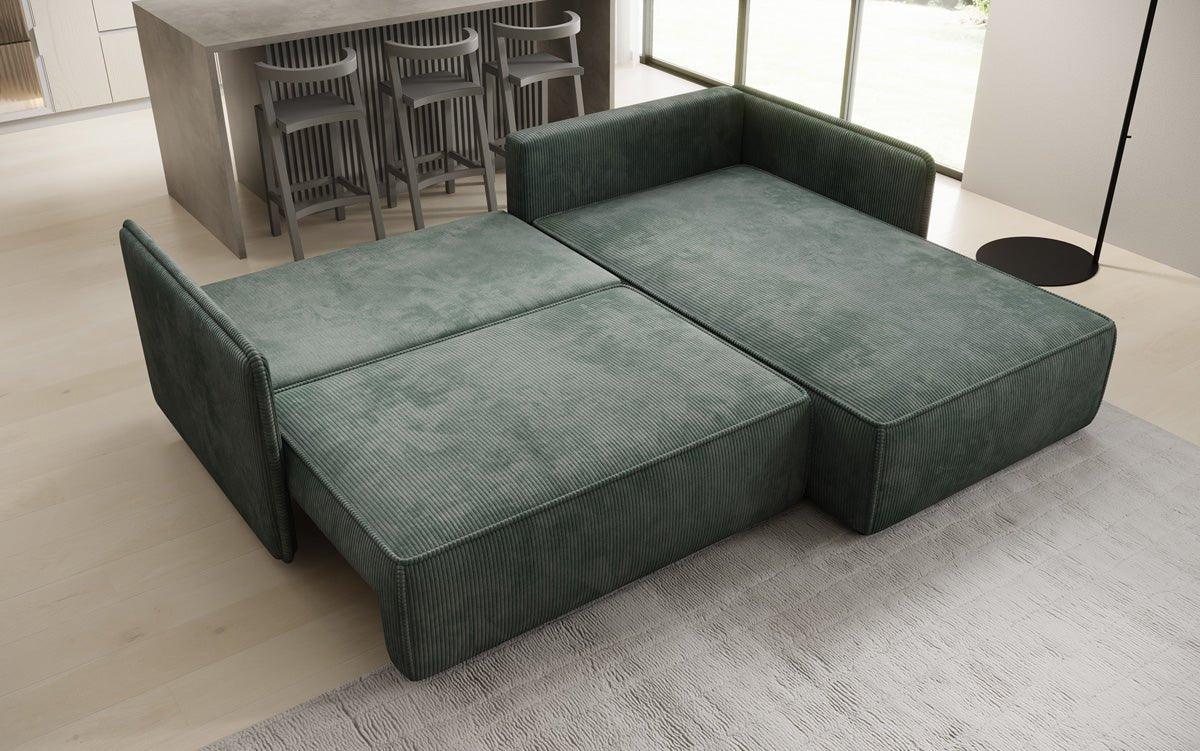 Designer Sofa Marlen mit Schlaf- und Klappfunktion in Cord
