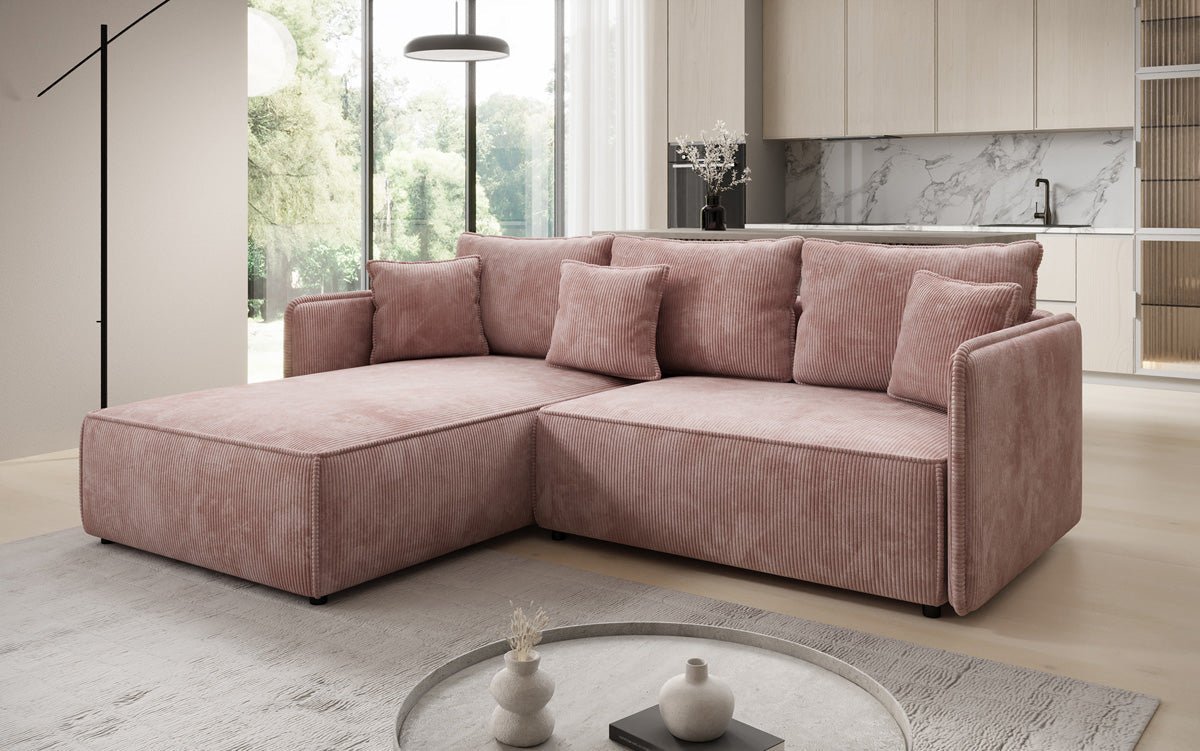 Designer Sofa Marlen mit Schlaf- und Klappfunktion in Cord