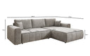 Canapé d’angle design Leveno avec fonction couchage et rabattable en Velours