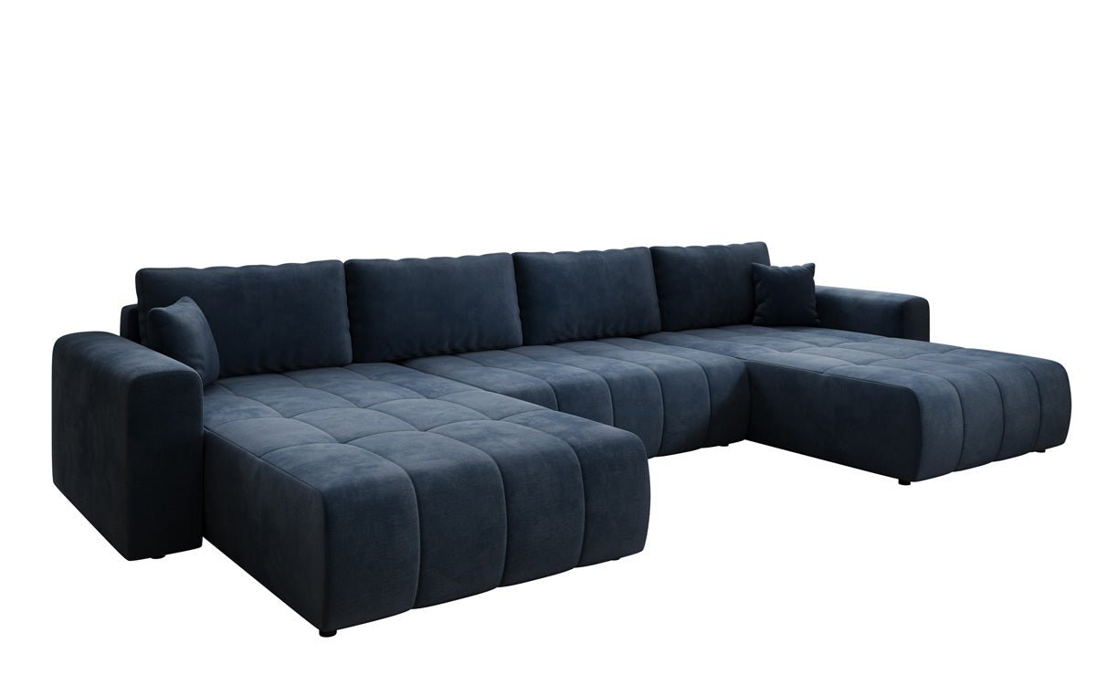 Designer Sofa Leveno U mit Schlaf- und Klappfunktion in Samt
