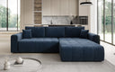 Canapé d’angle design Leveno avec fonction couchage et rabattable en Velours