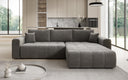 Canapé d’angle design Leveno avec fonction couchage et rabattable en Velours