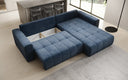 Canapé d’angle design Leveno avec fonction couchage et rabattable en Velours