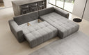 Canapé d’angle design Leveno avec fonction couchage et rabattable en Velours