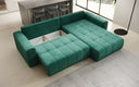 Canapé d’angle design Leveno avec fonction couchage et rabattable en Velours